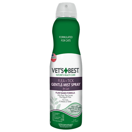 Vet's Best Flea and Tick Gentle-Mist Spray for Cats | Flea Killer with Certified Natural Oils | Gentle-Mist Spray for Easy Application and Control | 6.3 (Best Flea Spray For Furniture)
