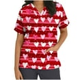 thumbnail image 2 of VKOYWKM Valentine's Scrub Tops for Women Love Heart Print Valentines Day Nurse Uniforms V Neck Short Sleeve Working Tops with Pockets, 2 of 5