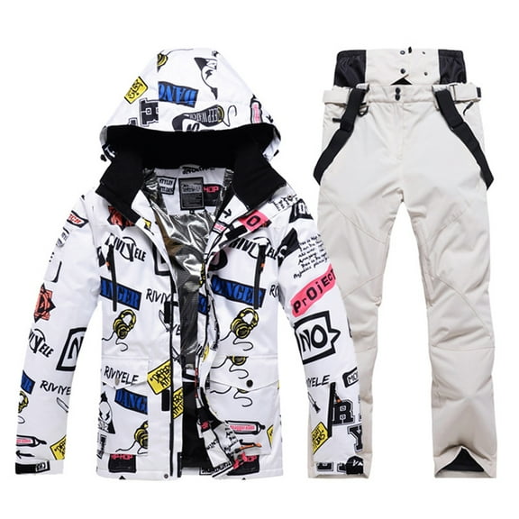 Hwmodou Men Outfits Valentine's Day Graphic Printed Men's Ski Jackets And Pants Set Windproof Insulated Snowsuit Winter Warm Snowboarding Snow Coat Workout Sets For Woman