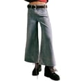 thumbnail image 3 of Women'S Wide Leg Jeans Stretchy Straight Leg Jeans Buttoned Loose Denim Pants with Pocket Light Blue L, 3 of 9