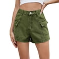 thumbnail image 2 of ClodeEU Women's High Waisted Cargo Jeans ,Casual Denim Pants with Pockets Army Green,Womens Plus XL, 2 of 6
