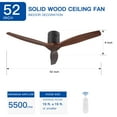 thumbnail image 4 of DUOSONG 52" Yuhao Farmhouse Rustic Ceiling Fan Without Light - Matte Black With Solid Wood Blade Walnut Wood+Metal Electrical Appliances Fans, 4 of 16