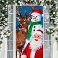 thumbnail image 4 of Christmas Reindeer Front Door Cover Decorations, Cute Xmas Deer Decorative Banner Background, Winter Holiday Indoor Outdoor Home Decor 35" x 70" (1PC, E), 4 of 9