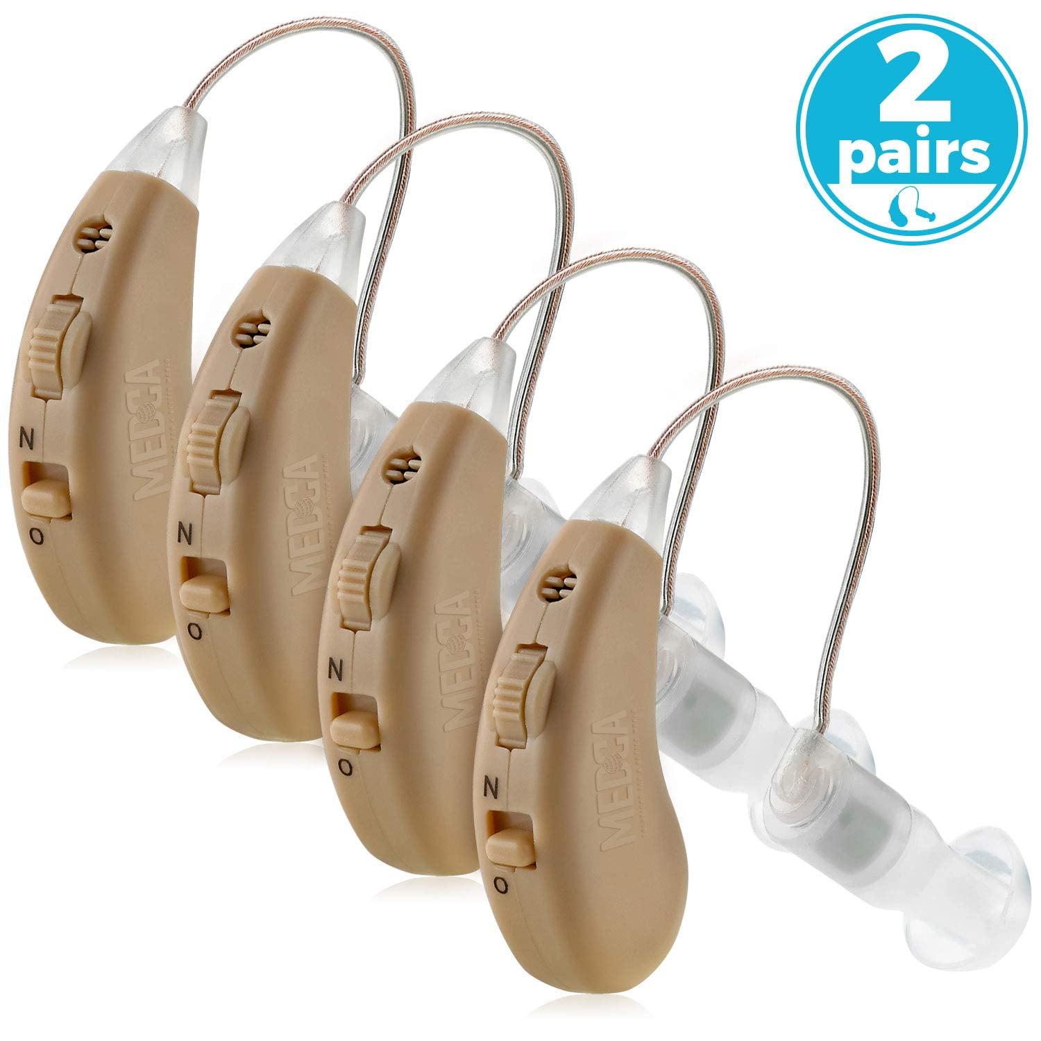 Digital Hearing Amplifier Set (2 Pairs) 4 Rechargeable & Noise