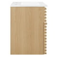thumbnail image 5 of Wall Mount Sink Vanity Cabinet, White Oak, Wood, Mid Century Hotel Bedroom Bathroom, Modern Contemporary HB33700, 5 of 9