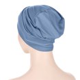thumbnail image 4 of Chemo Headwear for Women Flower Pleated Beanies Stretch Elastic Turbans Soft Cancer Hats Head Coverings Scarf Blue One Size, 4 of 7
