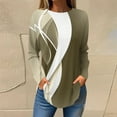 thumbnail image 2 of ICHUANYI Womens Crew Neck Print Blouses Fashion Long Sleeve T-Shirts Tops New Trend, 2 of 4
