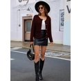 thumbnail image 6 of Women Knit Cardigan Sweaters Fall Fashion Long Sleeve Button Down Trendy Casual Jacket Winter Clothes Dark Wine Red M, 6 of 8