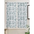 thumbnail image 2 of Bedroom Curtains 63 Inches length, Teal Blue Green Window Treatment Curtain Drapes, Vintage Farmhouse Boho Flower Leaf Rod Pocket Curtain Panels for Living Room Kitchen, 42"x63", 2 Panels, 2 of 7