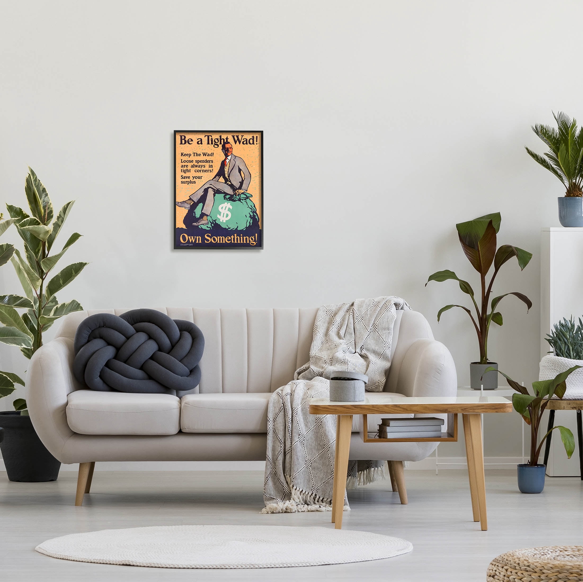 Stupell Industries Be a Tight Wad Retro Ad Graphic Art Black Framed Art Print Wall Art, Design by Marcus Jules