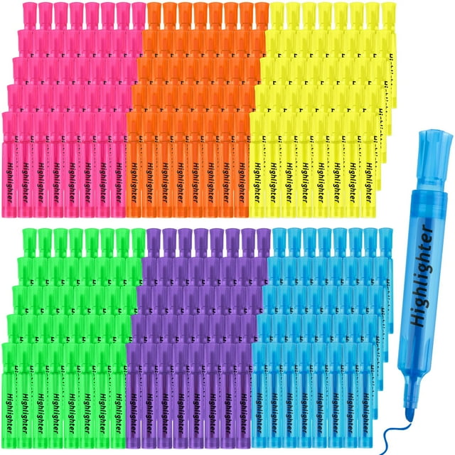 Teling 240 Pcs Highlighters Bulk Chisel Tip Tank Style Highlighters for School Classroom Assorted Color Fluorescent Pens for Office Shop