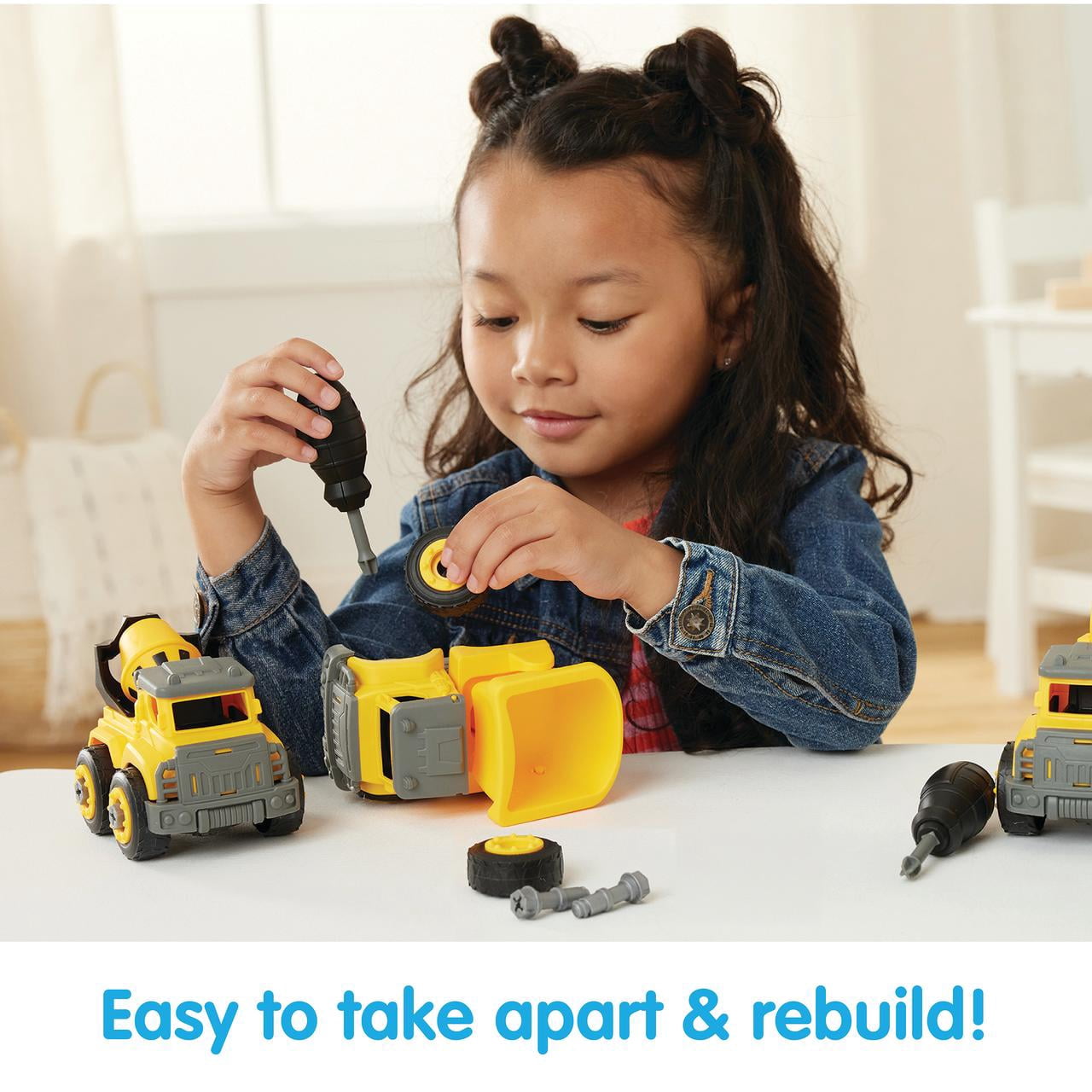 Kidoozie Tool Time Truck Set – Build & Take Apart Toy Vehicles with 2 Screwdrivers – Ages 3 Years+
