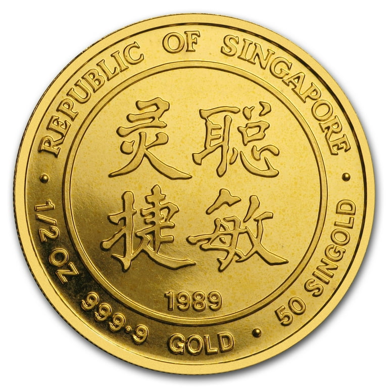 1989 Singapore 1/2 oz Proof Gold 50 Singold Snake - Walmart.com