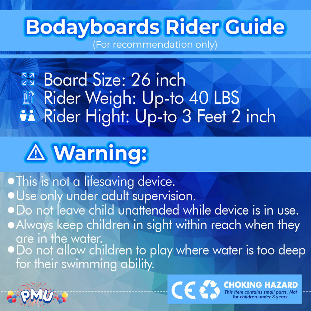 PMU 33 Inch Donut Printed Bodyboard - Lightweight Wrist Leash Slick Bottom Boogie Board for Beach, Sea & Pool - Surfing Board for Kids, Teens & Adults Wave Conditions Pkg/1