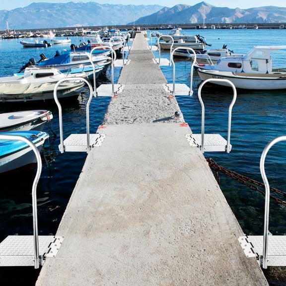 Professional Folding Boat Boarding Plat Form, Dock Extension Ramp with Handrail for Boat Lifts