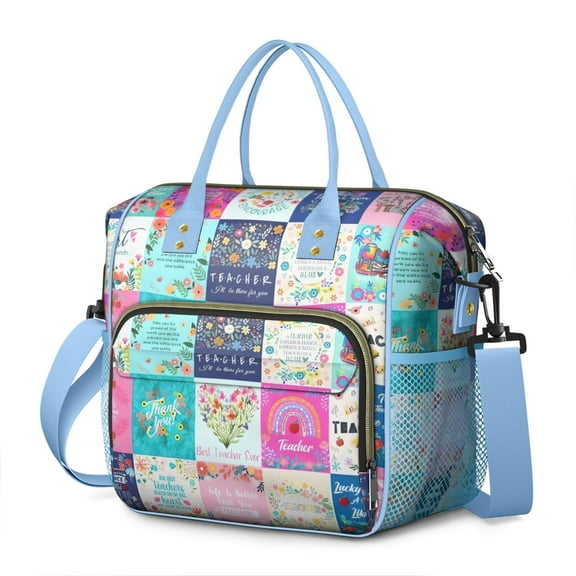 Pioneer Flower Floral Print Pattern Womens Lunch Box for Work,Insulated Large Lunch Bag for Tween and Teen,Loncheras Para Mujer,Leakproof Adult Lunch Bag for Work,Beach,Travel,Picnic,Camping