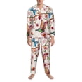 thumbnail image 3 of Cauagu Watercolor Floral With Butterflies Print Men's Long-Sleeve Pajama Set,Soft Button-Front 2Pjs for Men Long Sleeve Men’s Sleepwear-X-Large, 3 of 7