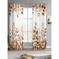 thumbnail image 2 of Brown Yellow Eucalyptus Leaves Sheer Curtains 84 Inch Length 2 Panels Set for Living Room/Bedroom, Watercolor Spring Summer Botanical Kitchen Curtains Grommet Curtains Window Treatments 42"x84"x2, 2 of 7