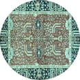 thumbnail image 1 of Ahgly Company Indoor Round Abstract Light Blue Modern Area Rugs, 4' Round, 1 of 4