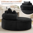 thumbnail image 6 of Muumblus 55" Indoor Round Lounge Chair, Oversized Boneless Accent Barrel Chair, Black Corduroy, 6 of 10