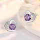 thumbnail image 2 of Silver Stud Earrings for Women, Sterling Silver Stud Earrings White Gold Purple Cubic Zirconia Heart Studs Dainty Earrings Jewellery Gifts for Girls, 2 of 4