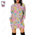 thumbnail image 1 of Nouveau Chandail à Capuchon Léopard Hello Kitty Femme Simple Col Rond Polyvalent Chandail Long Bureau Décontracté Ample Chandails à Capuchon Robe d'Automne, 1 of 7
