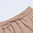 thumbnail image 6 of vigerkar Women's Summer Wide Leg Capri Pants Casual Loose FitcTrousers Drawstring Elastic Waist Pants Khaki, 3XL, 6 of 8