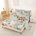 thumbnail image 2 of Castle Fairy Floral Rose Animal Deer Bed Sheets 4-Piece,Watercolor Wildlife Flowers Full Size Sheets,Sage Pink Cream,1 Fitted Sheet, 1 Flat Sheet and 2 Pillowcases, 2 of 6