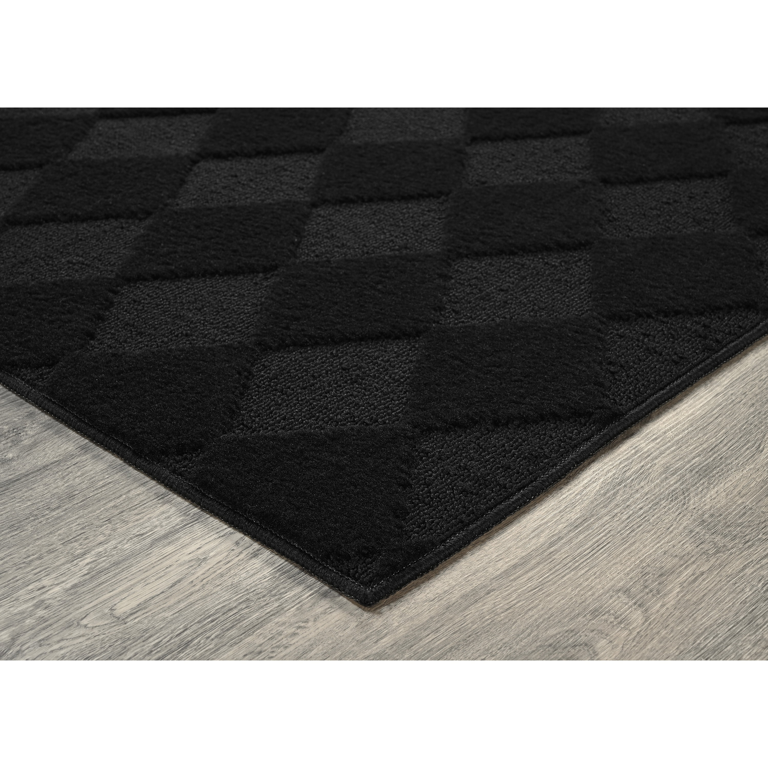 Garland Rug Diamond Polypropylene Black Indoor Runner Rug, 2' x 8'