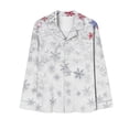 thumbnail image 4 of Women Christmas Pajama Set Long Sleeve Fleece Sleepwear Two Piece Pjs Winter Loungewear Snowman Print Nightwear, 4 of 7