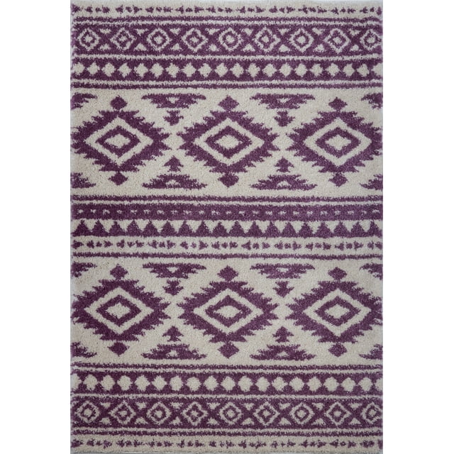 Ladole Rugs Stylish Contemporary Trellis Smooth Area Rug Carpet in Ivory-Berry