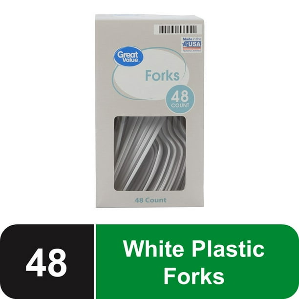 Great Value Everyday Cutlery White Forks, 48 Count