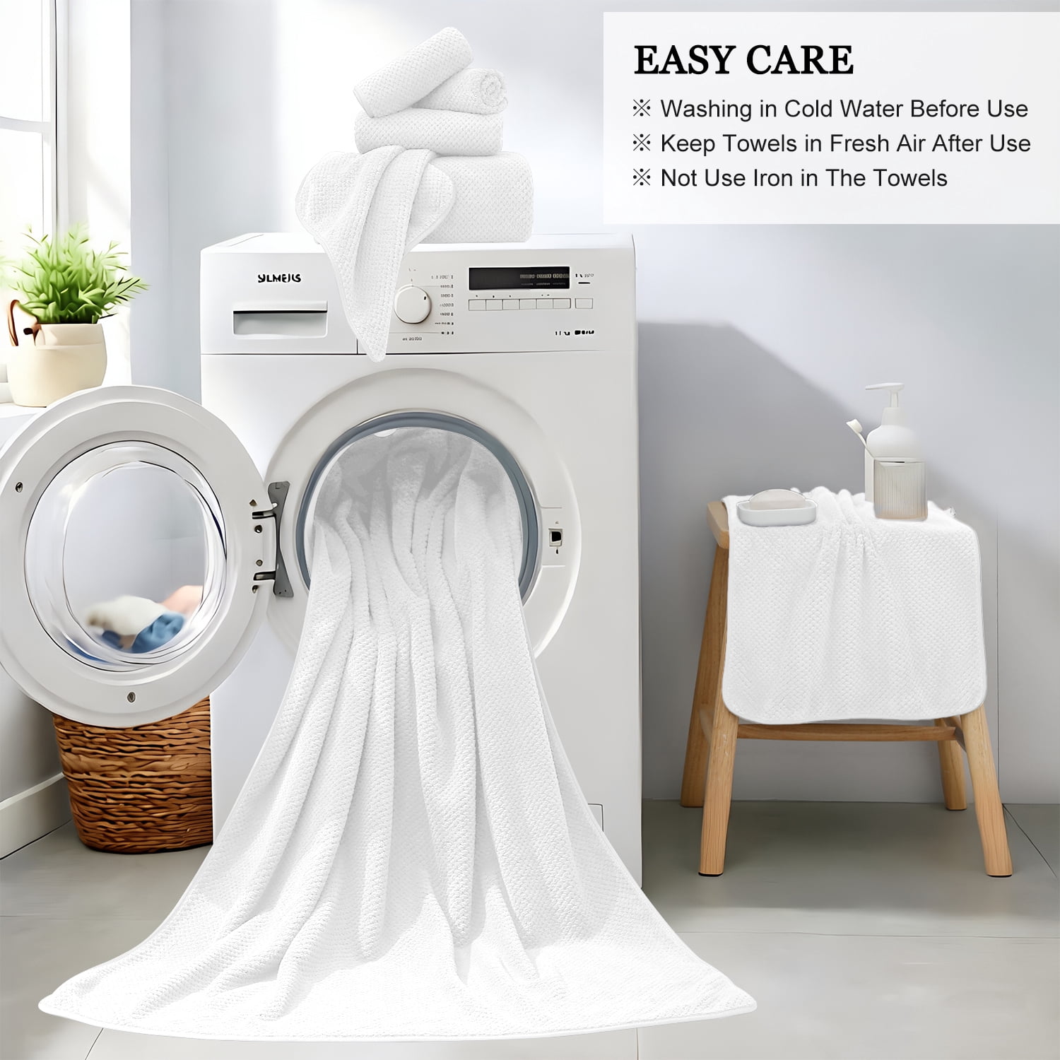 Kebury 6 Pack Bath Towels Set, 27"x55" Bath Sheets Towels Set For Adults, Mid-size Bathroom Towel Ultra Soft Microfiber Quick Dry Highly Absorbent Shower Towel Spa Hotel Use (White)