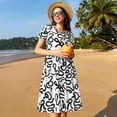 thumbnail image 4 of Balery Hand Drawn Snake Vestidos sueltos de manga corta para mujer, vestidos de verano 2025, vestidos casuales de corte A con vuelo., 4 of 6