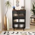 thumbnail image 4 of Llinc Store 28.35" Glass Doors Modern Two-door Cabinet with Featuring Three-tier Storage,Unique Fir Cabinet Top,for Entryway,Living Room,Home Office,Dining Room, 4 of 8