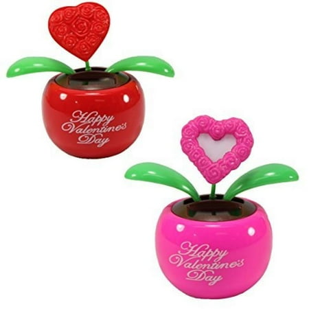 - Lovers' Gift Set of 2 ~ 1 Red Heart in Red Pot + 1 Pink Heart in Pink Pot Solar Toy Valentine's Day Flowers Holiday Gift Home Decor Car Dashboard Office Desk Display US Seller