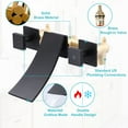 thumbnail image 6 of Wowow Vanity Vessel Faucet, Wall Mount Brass Wash Basin Faucet for Bathroom Sink, Waterfall 3 Holes Modern Faucet with 2-Handle, Matte Black, 6 of 7