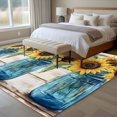 thumbnail image 4 of Country Sunflower Large Area Rugs 6x9 ft Watercolor Yellow Flower Wood Grain Washable Rug Non Slip Indoor Carpet Absorbent Floor Mat for Living Room Bedroom Dining Room, 4 of 9