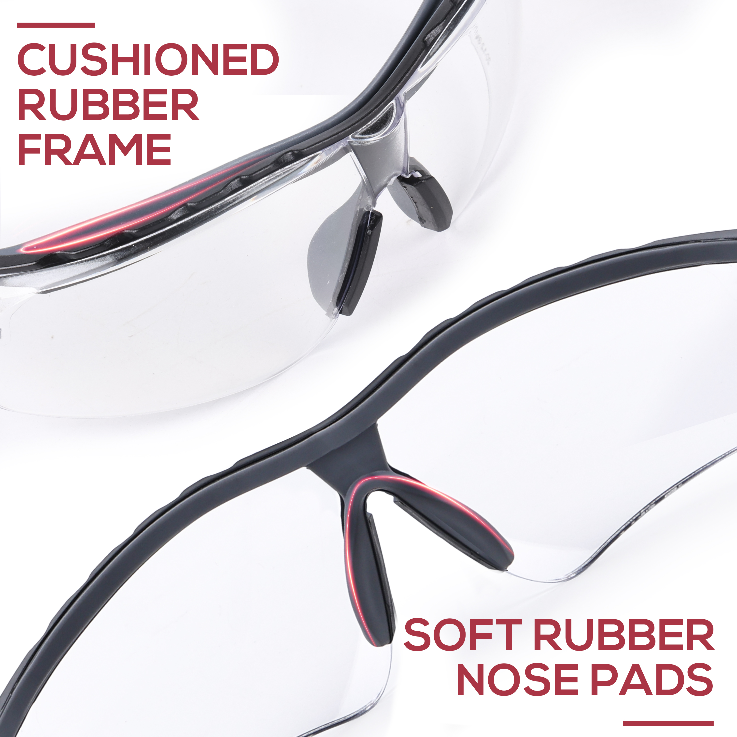 BISON LIFE HiGuard Anti-Fog Safety Glasses with Adjustable Anti-Slip Temples, Anti-Scratch Lenses & UV400 Eye Protection, Pack of 2