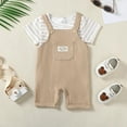 thumbnail image 4 of ZOEREA Toddler Baby Boys Clothes Summer Outfit Stripe T-Shirt and Shortall Romper Set Cute Jumpsuit Solid Color 6M-4T, 4 of 8