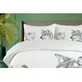 thumbnail image 4 of Ambesonne Wolf Duvet Cover Sets, Sketchy Portraits Wildlife, 2-King, Beige Grey Orange, 4 of 7
