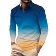 thumbnail image 2 of Golf Shirts for Men Big & Tall S-5X Plus Size Long Sleeve Tshirts Shirt with Zipper Collar Pullover Gradient Printed Basic Athletic Workout Tees Tops, 2 of 5