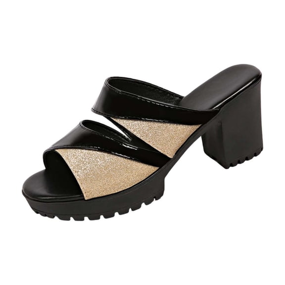 Wensltd Women's Wedge Sandals Comfort Plus Size Open Toe Cut Out Design Summer Beach Vacation Chunky Heel Sandals Walking Gold