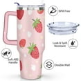 thumbnail image 3 of 40 oz Tumbler Strawberry with Handle Vacuum Insulated Travel Cup SpillProof Travel Cups Car Cup Holder Friendly for Travel Commuting, 3 of 7