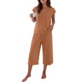 thumbnail image 6 of Modal Pajamas for Women Super Soft Pajama Sets Cooling Short Sleeve Top Capri Pants Pjs Breathable, Moisture-Wicking Sleepwear Summer Pjs Comfy Lounge Set Summer Fall Outfit, 6 of 7