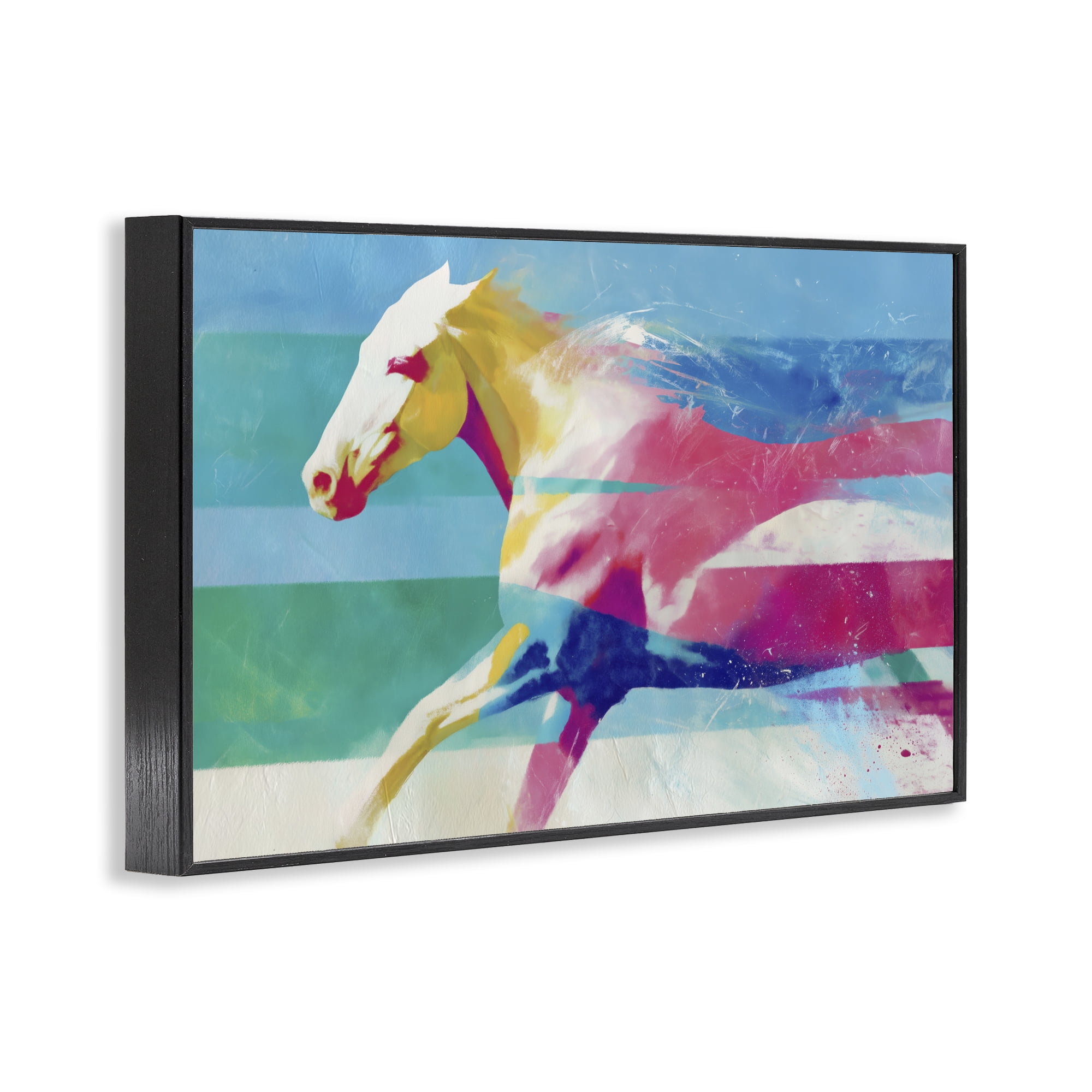 Stupell Industries Abstract Horse In Stripes Black Framed Giclee Art, design by Chromatic Storm Studio