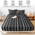 thumbnail image 5 of Full Size Fitted Sheet Set - Black Striped 3 Piece Bedding Sets 16" Deep Pocket Fitted Sheet with 2 Pillowcases, Farmhouse Stripes Modern Vintage Brushed Microfiber Hotel Luxury Bed Sheets, 5 of 9