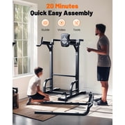 FED Fitness Sportsroyals Adjustable Power Tower 400lbs Max Weight Dip Station Pull up Bar Power Rack Push up Resistance Band for Home Gym