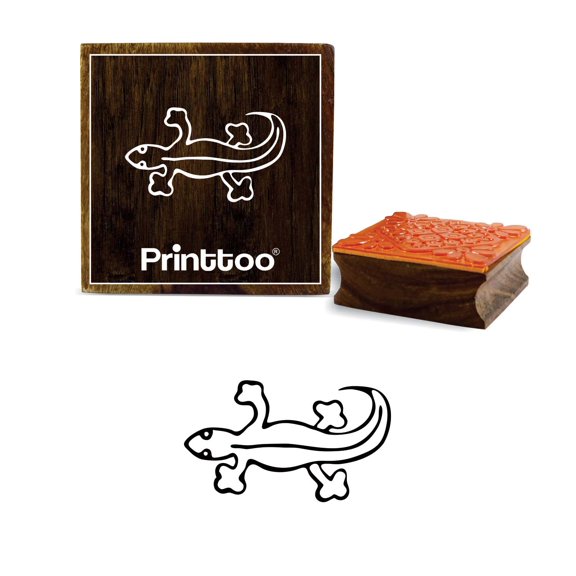 Printtoo Lizard Design Square Diary Card Wooden Rubber Stamp Brown Print Block-2 x 2 Inches