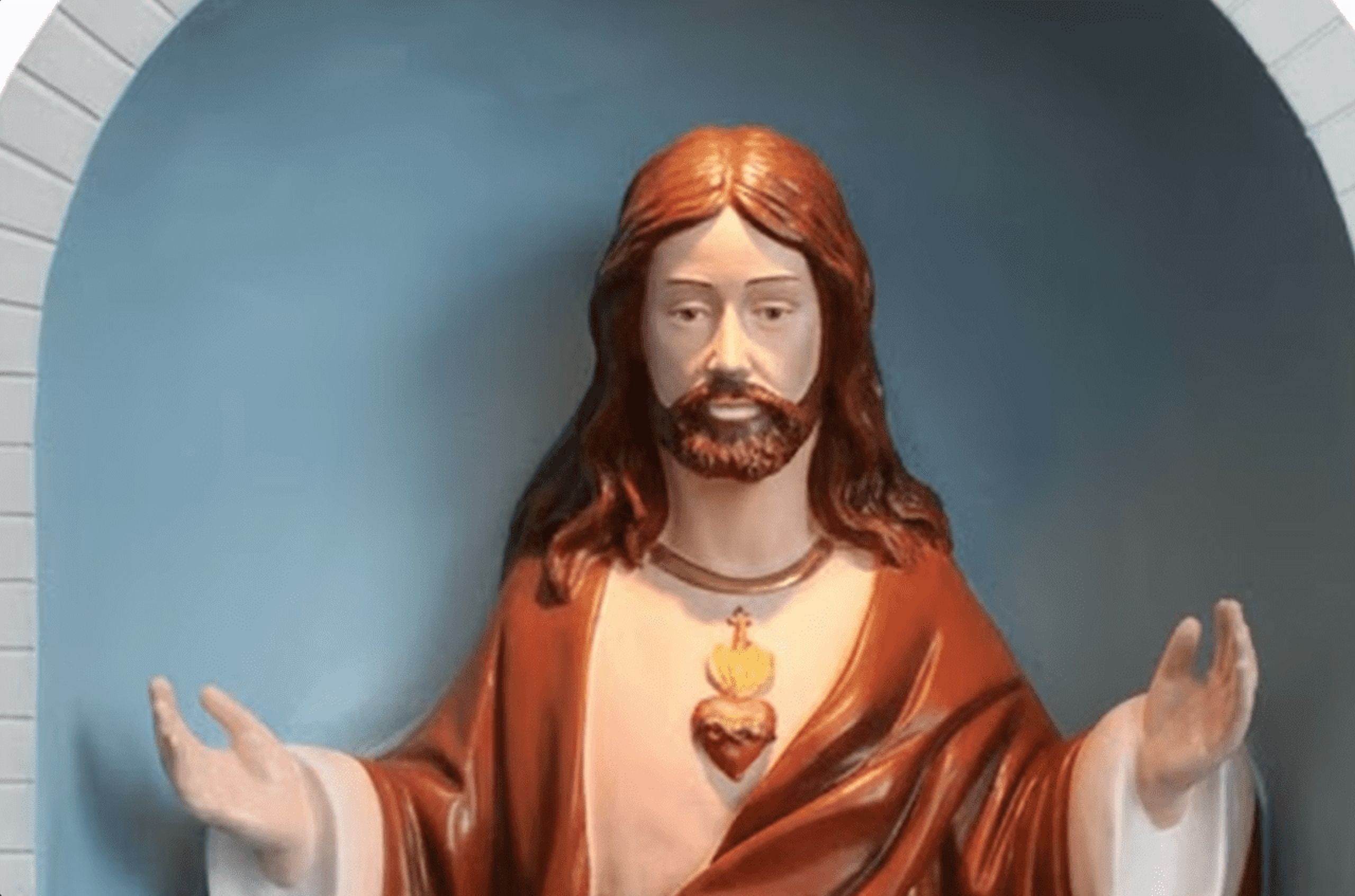 Jesus The Sacred Heart Grotto and Statue, One-Piece, Garden Statue, 36" Height